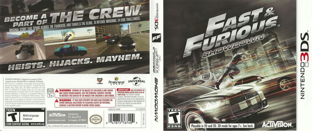 Fast & Furious: Showdown Xbox 360 PlayStation 3 The Fast and the