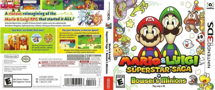 Mario & Luigi: Superstar Saga + Bowser's Minions - Nintendo 3DS | VideoGameX