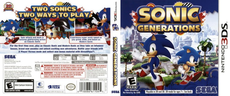 Sonic Generations - Nintendo 3DS | VideoGameX