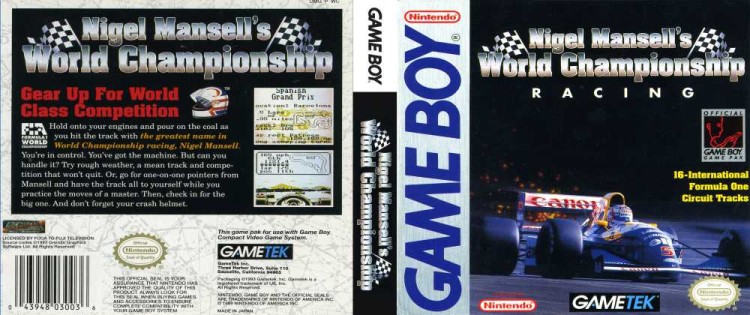 Nigel Mansell's World Championship Racing - Game Boy | VideoGameX