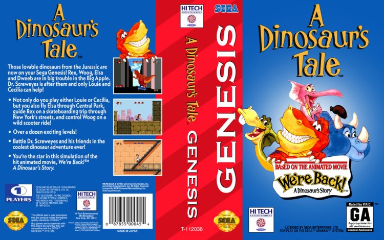 A Dinosaur's Tale - Sega Genesis | VideoGameX