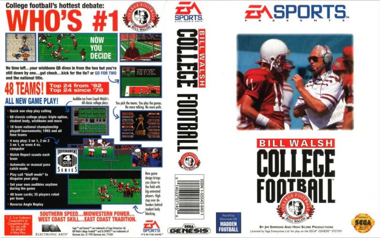 Bill Walsh College Football - Sega Genesis | VideoGameX