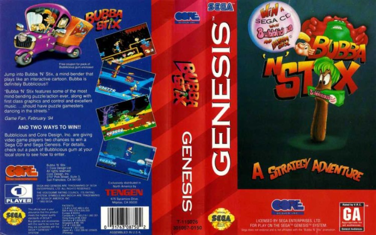 Bubba 'N' Stix - Sega Genesis | VideoGameX