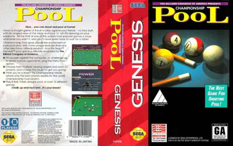 Championship Pool - Sega Genesis | VideoGameX