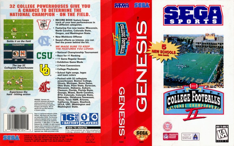 College Football's National Championship II - Sega Genesis | VideoGameX