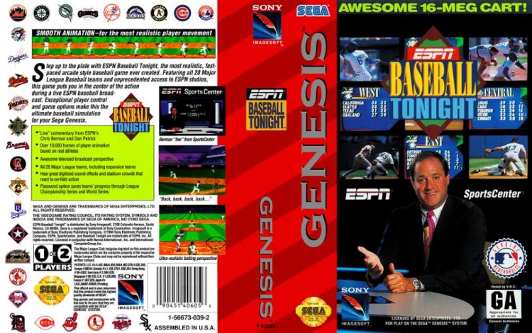 ESPN Baseball Tonight - Sega Genesis | VideoGameX