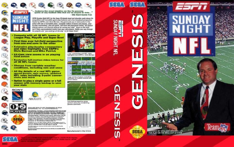 ESPN Sunday Night NFL - Sega Genesis | VideoGameX