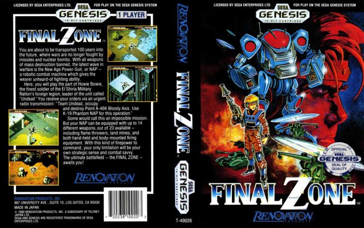 Final Zone - Sega Genesis | VideoGameX