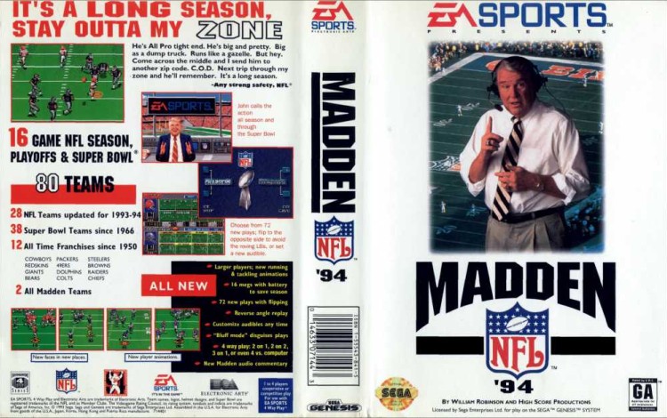 Madden NFL '94 - Sega Genesis | VideoGameX