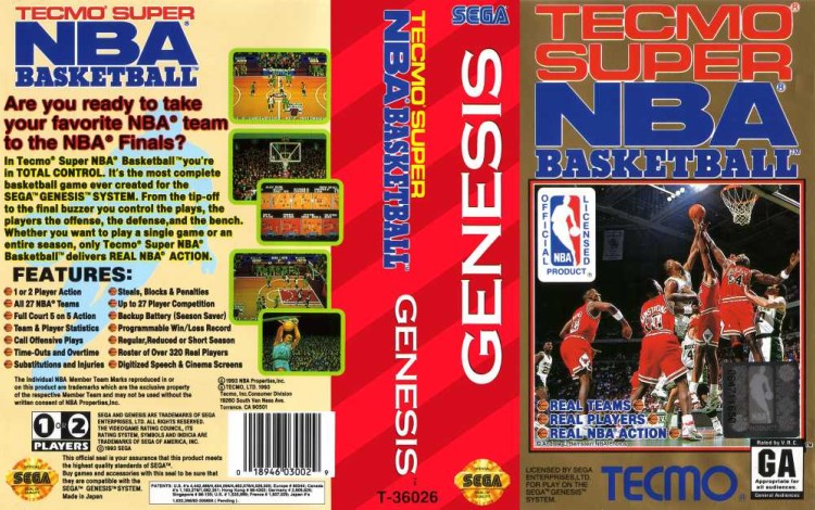 Tecmo Super NBA Basketball - Sega Genesis | VideoGameX