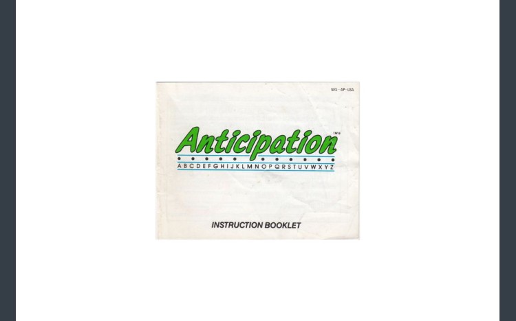 Anticipation Nintendo Instruction Manual - Manuals | VideoGameX