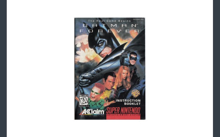 Batman Forever Super Nintendo Instruction Manual - Manuals | VideoGameX