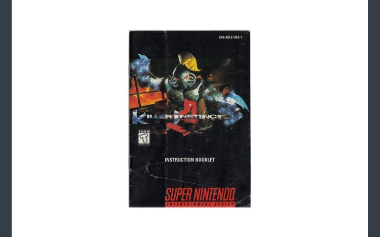 Killer Instinct Super Nintendo Instruction Manual - Manuals | VideoGameX
