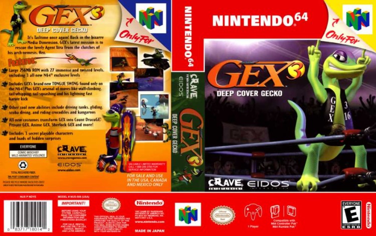 Gex 3: Deep Cover Gecko - Nintendo 64 | VideoGameX