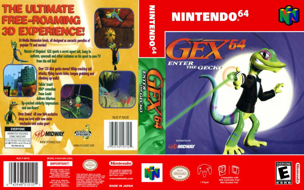 Gex 64 Enter The Gecko Nintendo 64 Videogamex