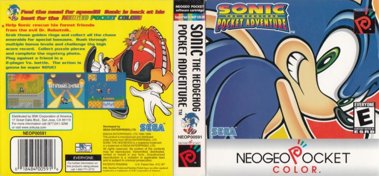 Sonic the Hedgehog: Pocket Adventure [US Edition] [Cartridge Only] - Neo Geo Pocket | VideoGameX