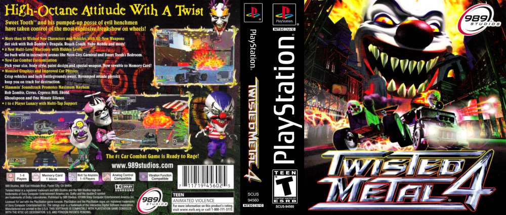 Twisted Metal 4 Sony PlayStation 1 PS1 PSOne Black Label Game Complete! CIB  711719456025