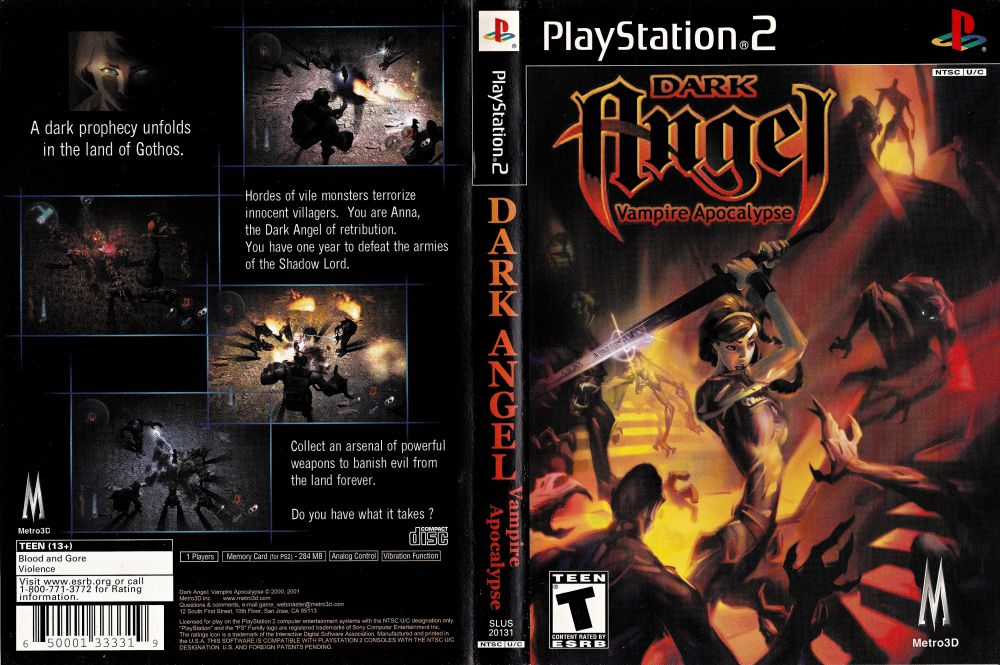 Dark Angel Vampire Apocalypse PlayStation 2 VideoGameX