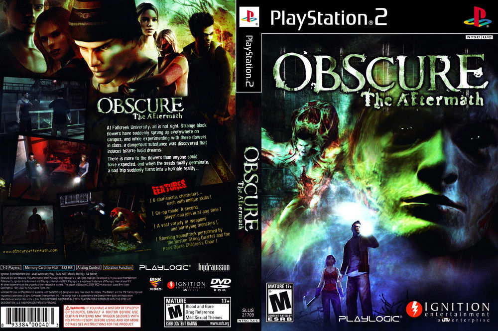 Obscure The Aftermath Sony Playstation 2 Game