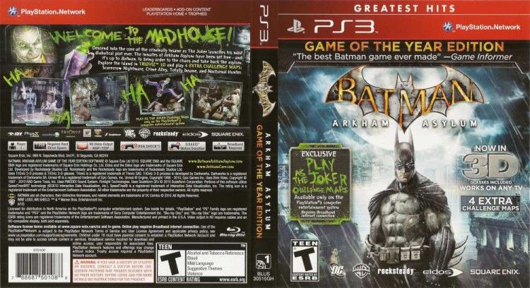 Batman: Arkham Asylum: Game of the Year Edition - PlayStation 3 | VideoGameX