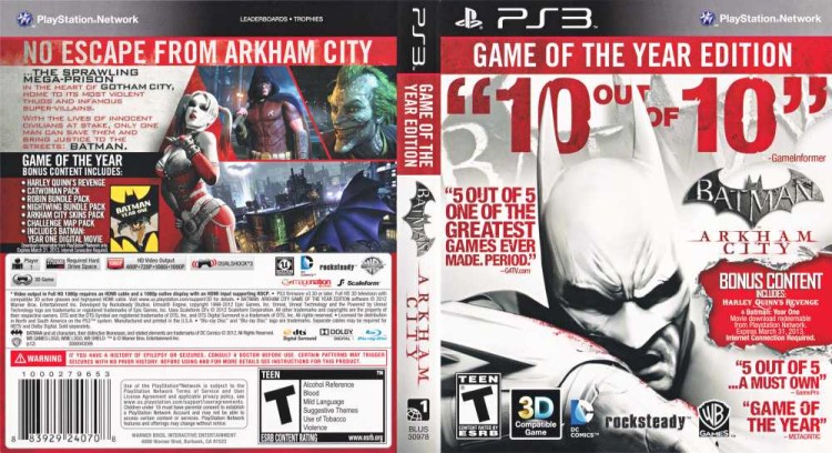 Batman: Arkham City: Game of the Year Edition - PlayStation 3 | VideoGameX