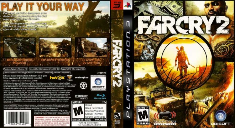 FAR CRY 2 - PlayStation 3 PS3 With Map & Manual