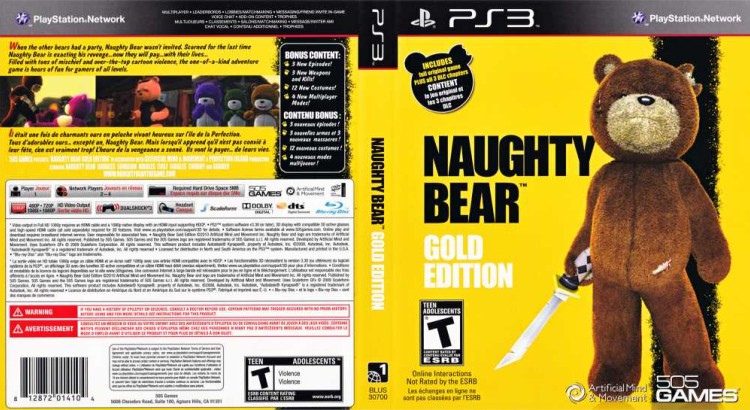 Naughty Bear: Gold Edition - PlayStation 3 | VideoGameX
