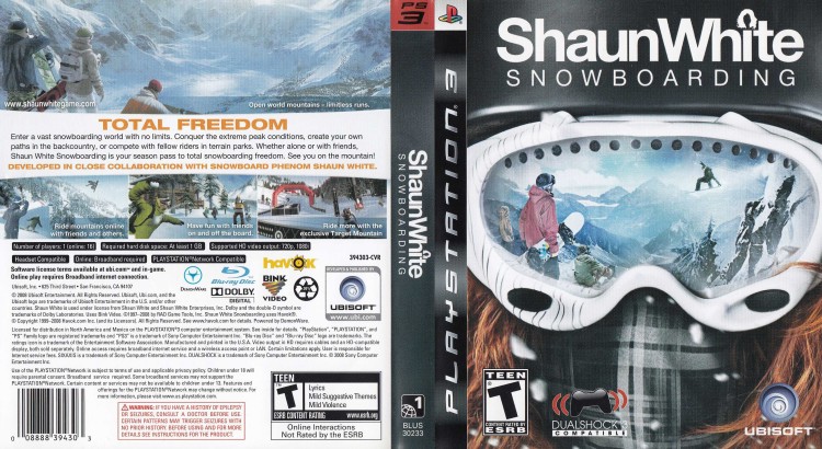 Shaun White Snowboarding - PlayStation 3 | VideoGameX