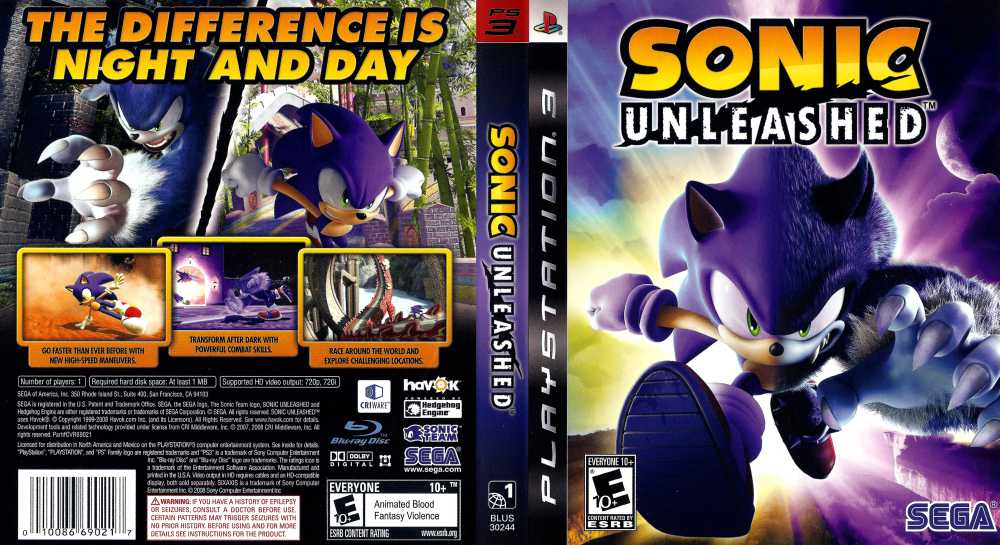  Sonic Unleashed - Playstation 3 : Sega of America Inc: Video  Games