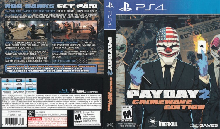 Payday 2: Crimewave - PlayStation 4 | VideoGameX