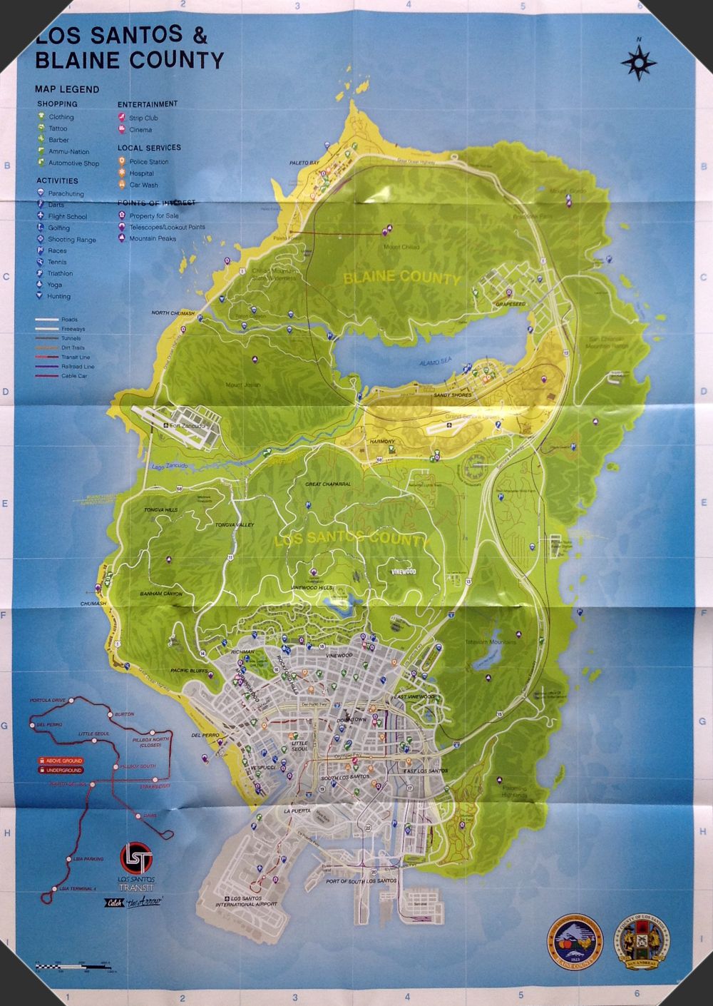 Mapa GTA 5 Poster Adesivo A3 (29,7x42cm), GTA V, Grand Theft Auto GAME -  JOGO