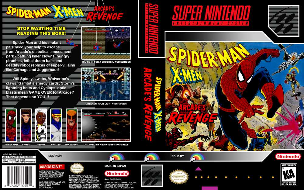 spiderman xmen arcade revenge snes