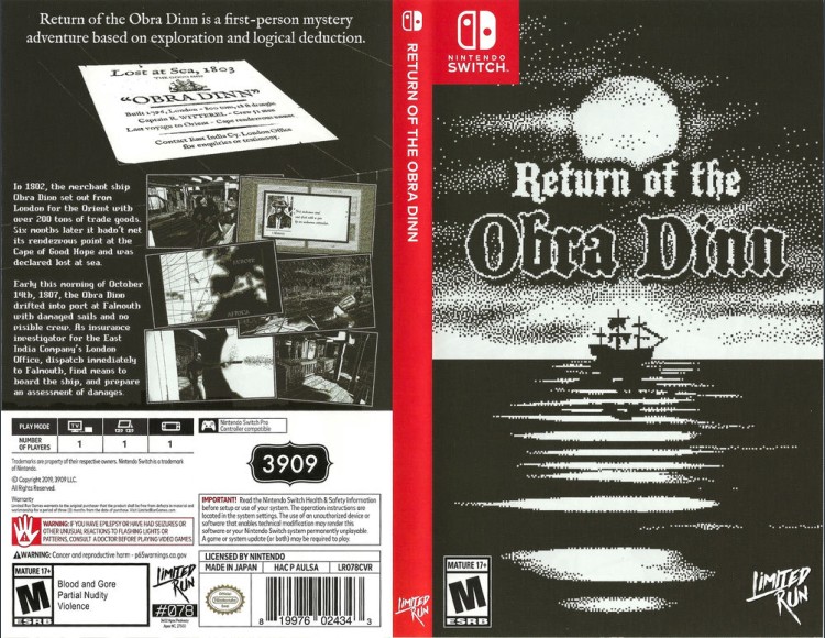 Return of the Obra Dinn - Switch | VideoGameX