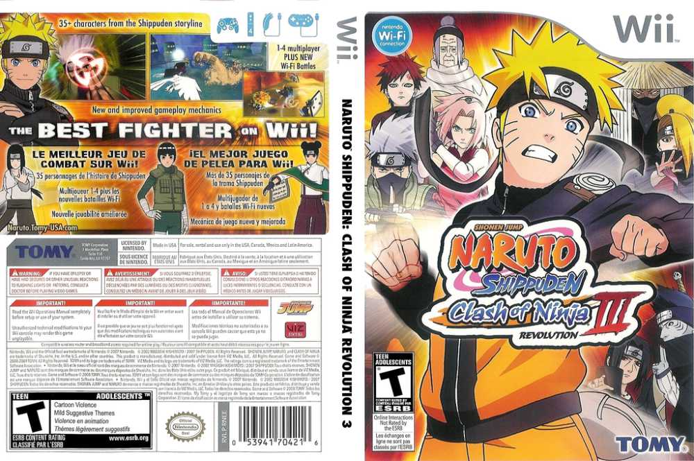 Naruto Shippuden: Clash of Ninja Revolution 3 Wii Box Art Cover by