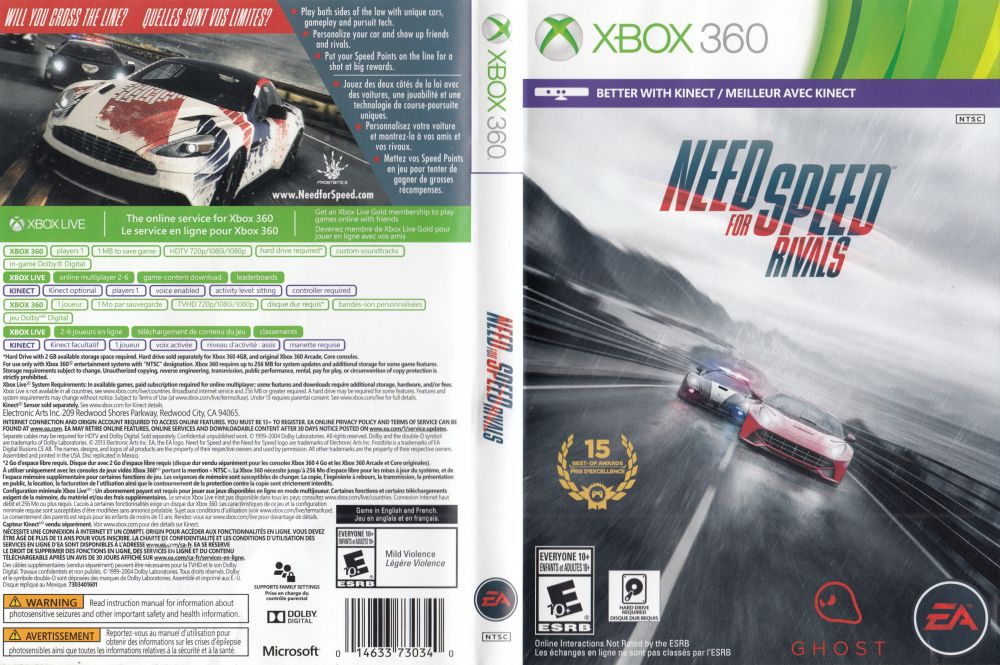 Игра Need For Speed: Rivals (xbox 360, Xbox 360 Games Discs Used