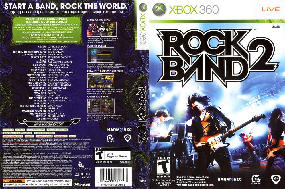 Play rock 2. Rock Band 2. Rock Band 4 Xbox 360. Xbox 360 Rock Band 3. обложки. Симулятор рок группы.