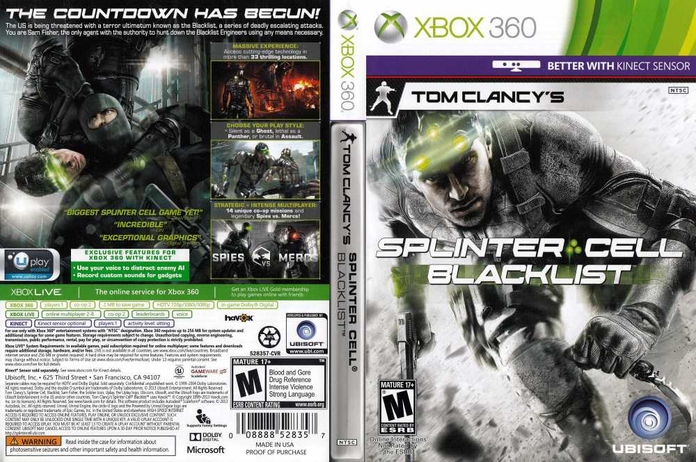 Xbox 360 : Tom Clancys Splinter Cell Blacklist - Xb VideoGames 8888527466