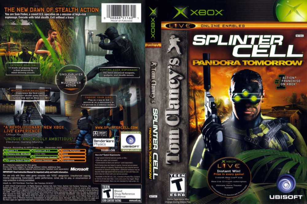 Splinter Cell: Pandora Tomorrow BC - Xbox Original VideoGameX.