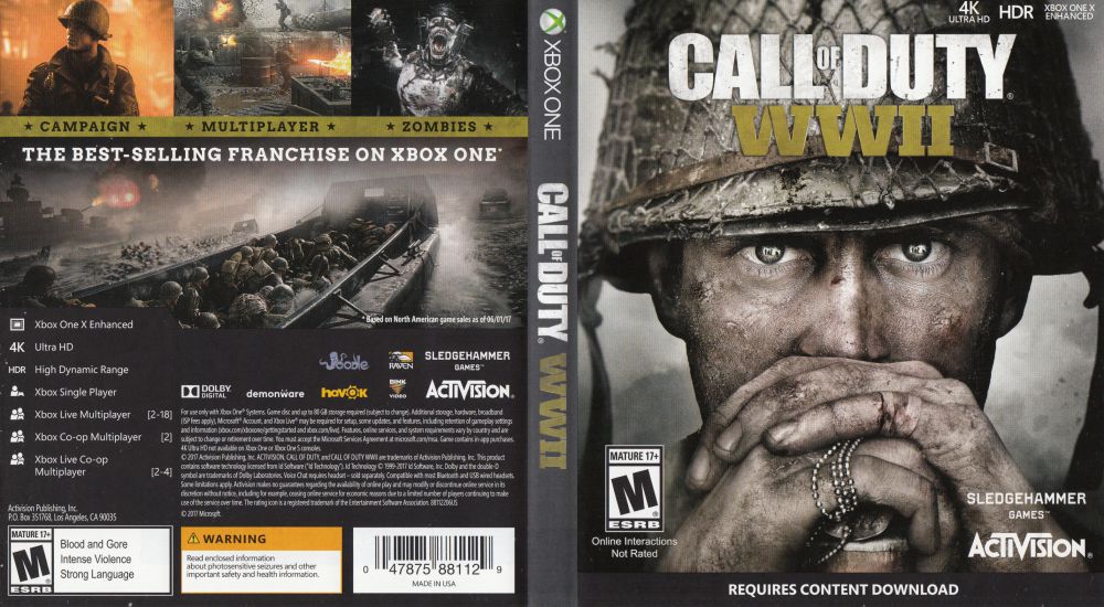 Call of Duty: WWII, Activision, Xbox One, 047875881129 