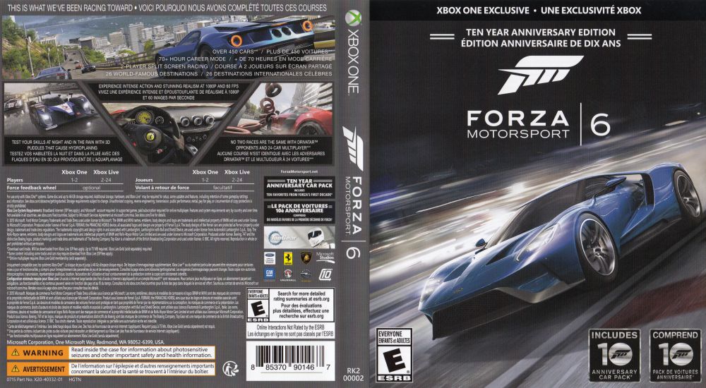  Forza Motorsport 6 – Xbox One : Microsoft Corporation