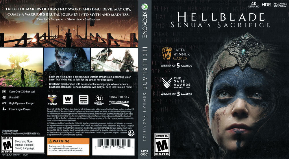 Hellblade Senuas Sacrifice replacementsteelbook NO DISC PS4/PS5/XBOX